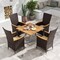 Set of 4 Mix Brown Rattan Chair with Beige Cushion Metal Frame Outdoor